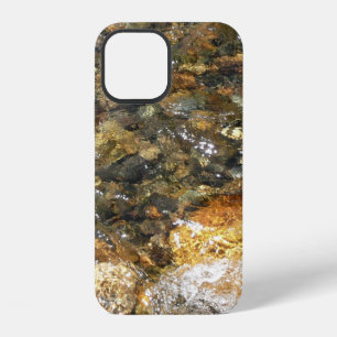 Coque iPhone 12 Galets brun et gris usés par la rivière, abstracti
