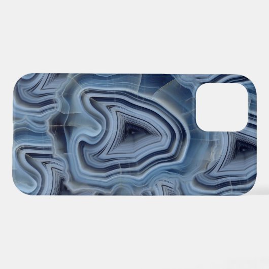 Coque iPhone 12 Géode d'Agate Smoky Bleu (Verso Horizontal)