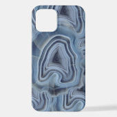 Coque iPhone 12 Géode d'Agate Smoky Bleu (Verso)