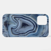 Coque iPhone 12 Géode d'Agate Smoky Bleu (Verso Horizontal)
