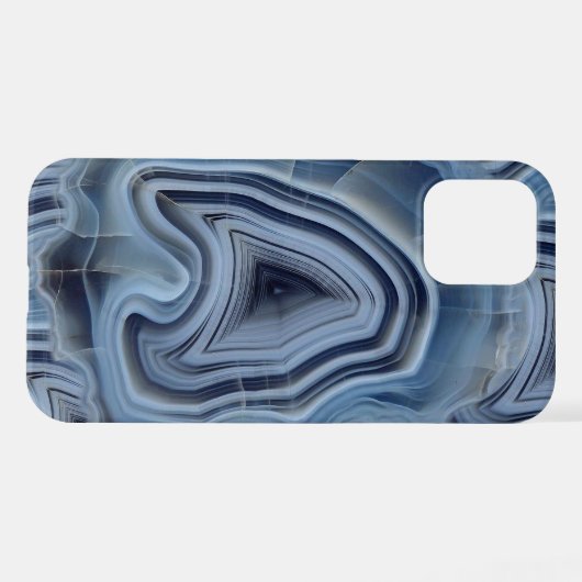 Coque iPhone 12 Géode d'Agate Smoky Bleu (Verso Horizontal)