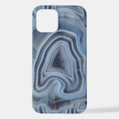Coque iPhone 12 Géode d'Agate Smoky Bleu (Verso)