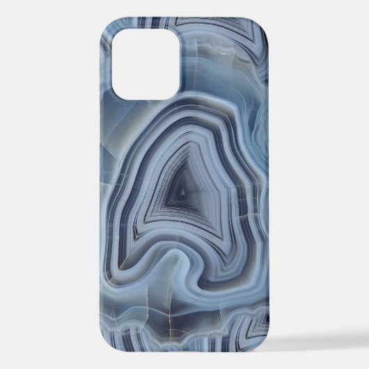 Coque iPhone 12 Géode d'Agate Smoky Bleu (Verso)