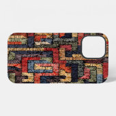 Coque iPhone 12 Géométrie brodée, texture ethnique (Verso Horizontal)
