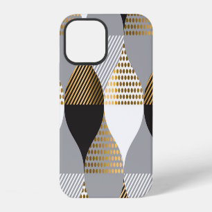 Coque iPhone 12 Géométrique de luxe : noir, or motif