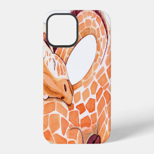 Coque iPhone 12 Girafe endormie : Aquarelle douce