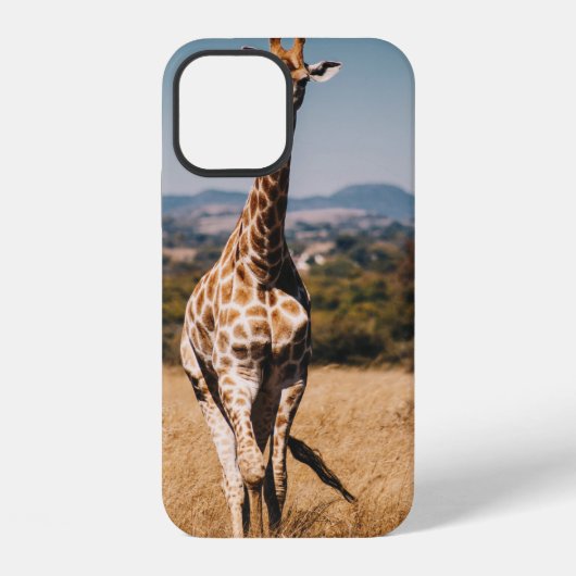 COQUE iPhone 12 GIRAFFE ENTOURÉE D'HERBE BRUNE (Verso)
