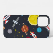 Coque iPhone 12 Globe spatial de fusée système solaire et planète (Verso Horizontal)