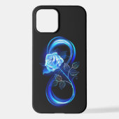 Coque iPhone 12 Glowing infinity with blue rose (Verso)