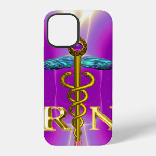 Coque iPhone 12 GOLD CADUCEUS INSCRIT INFIRMIER SYMBOLE Pink Fuchs