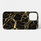 Coque iPhone 12 Gold Marbling Texture : Elément Design Luxe (Verso Horizontal)