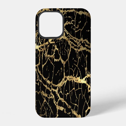 Coque iPhone 12 Gold Marbling Texture : Elément Design Luxe (Verso)