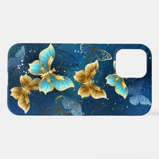 Coque iPhone 12 Golden butterflies (Verso Horizontal)