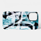 Coque iPhone 12 Graffiti noir et bleu Abstrait Coque-Mate iPhone (Verso Horizontal)