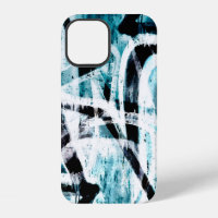Graffiti noir et bleu Abstrait Coque-Mate iPhone