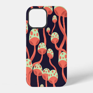 Coque iPhone 12 Graphiques Vintage Champignons Motif Sans Couture