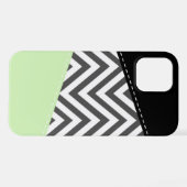 Coque iPhone 12 Gray Zigzag, Gray Chevron, Zigzag Pattern, Mint (Verso Horizontal)