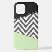 Coque iPhone 12 Gray Zigzag, Gray Chevron, Zigzag Pattern, Mint (Verso)