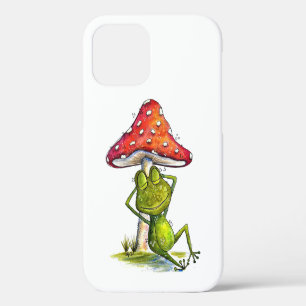 Coque iPhone 12 Grenouille Fantaisiste Endormie Sous un Champignon