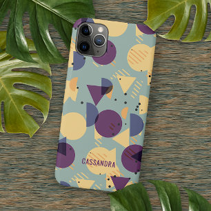 Coque iPhone 12 Gris pourpre Turquoise Bleu orange Motif du milieu