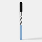 Coque iPhone 12 Gris Zigzag, Gris Chevron, Motif Zigzag, Bleu (Côté droit)