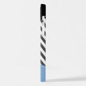 Coque iPhone 12 Gris Zigzag, Gris Chevron, Motif Zigzag, Bleu (Côté gauche)