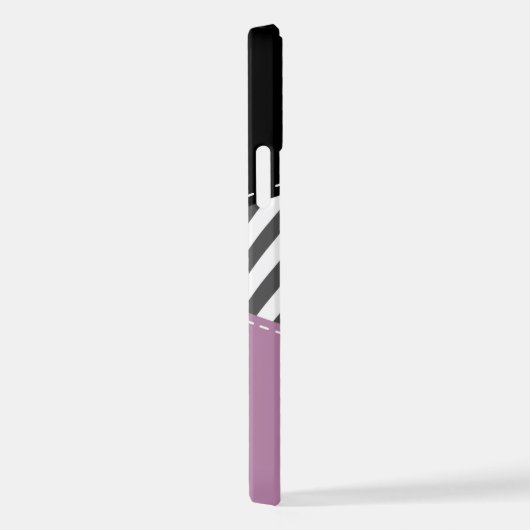 Coque iPhone 12 Gris Zigzag, Gris Chevron, Motif Zigzag, Violet (Côté droit)