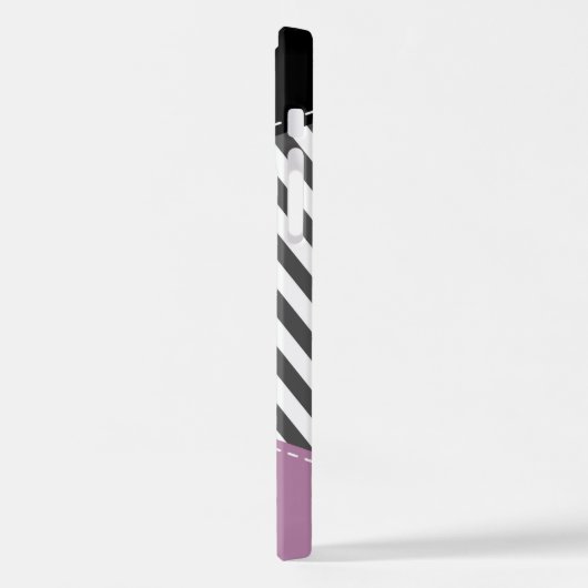 Coque iPhone 12 Gris Zigzag, Gris Chevron, Motif Zigzag, Violet (Côté gauche)