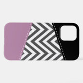 Coque iPhone 12 Gris Zigzag, Gris Chevron, Motif Zigzag, Violet (Verso Horizontal)