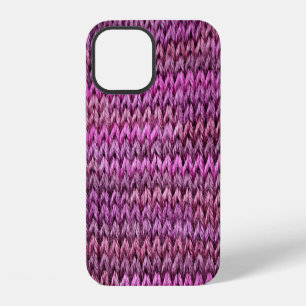 Coque iPhone 12 Harmonie de Knit : Texture de bande violette