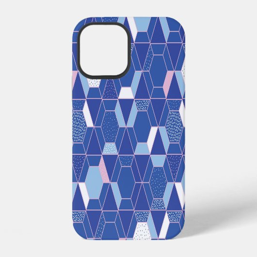 Coque iPhone 12 Hexagones, triangles : motif abstrait géométrique. (Verso)