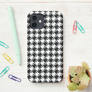 Coque iPhone 12 Houndstooth BW Rpt Motif
