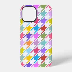 Coque iPhone 12 Houndstooth Multicolor+White Big Motif