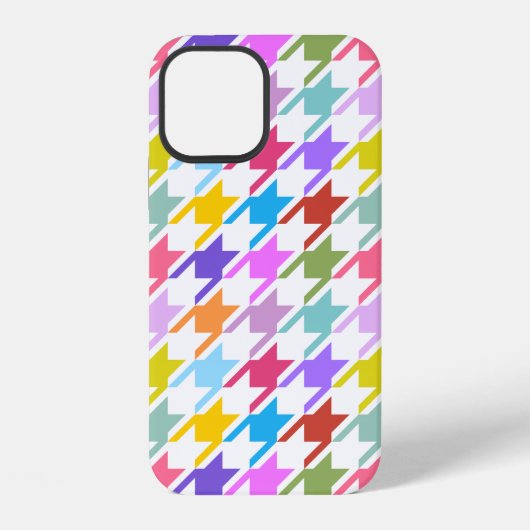 Coque iPhone 12 Houndstooth Multicolor+White Big Motif (Verso)