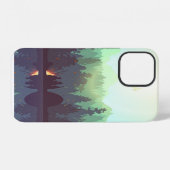 Coque iPhone 12 Illustration Camping Adventure Forest Mountain (Verso Horizontal)