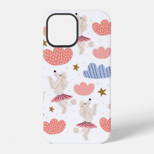 Coque iPhone 12 Illustration de cercle avec des chiens caniches mi