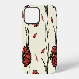 Coque iPhone 12 Illustration de fleurs rouges vintage