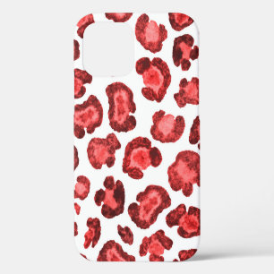 Coque iPhone 12 Illustration de motif aquarelle peau de léopard. M