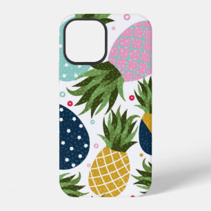 Coque iPhone 12 Illustration de motif transparent d'ananas, coloré