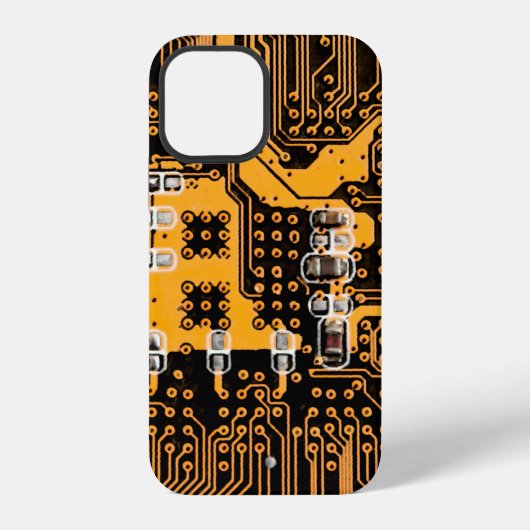 Coque iPhone 12 Illustration de texture de microschéma, micropuce, (Verso)