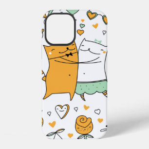 Coque iPhone 12 Illustration d'un couple de chats. animaux de dess