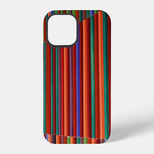 Coque iPhone 12 Illustration rayée multicolore (Verso)