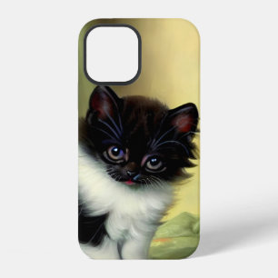 Coque iPhone 12 Illustration vintage de chaton smoking