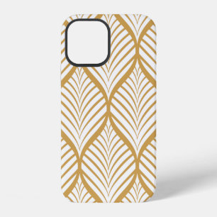 Coque iPhone 12 illustration vintage de feuilles géométriques sans