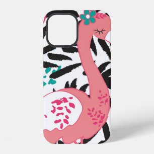 Coque iPhone 12 illustration vintage d'oiseau exotique flamant