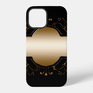 Coque iPhone 12 Image de fond cadre or noir