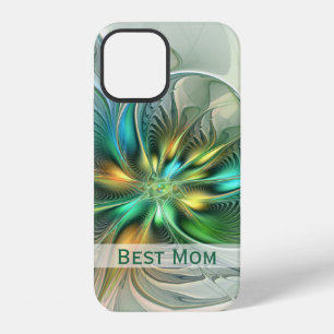 Coque iPhone 12 Imaginaire coloré Fleur Abstraite Fractal Best Mam