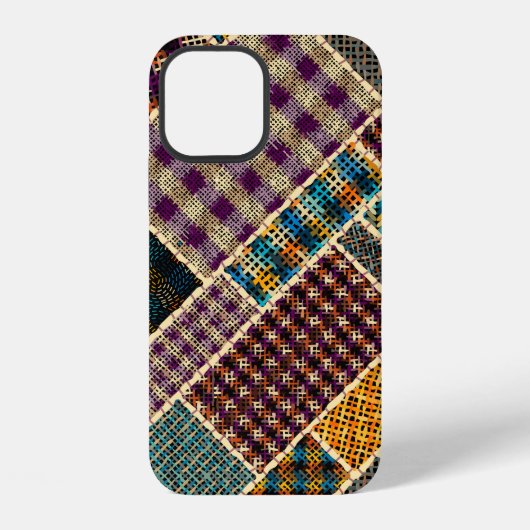 Coque iPhone 12 Imitation du motif de patchwork indien avec textur (Verso)