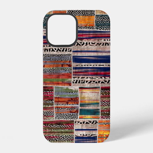 Coque iPhone 12 Impression de motif de patchwork de collage mixte (Verso)