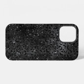 Coque iPhone 12 Impression de peau de léopard guépard noir (Verso Horizontal)